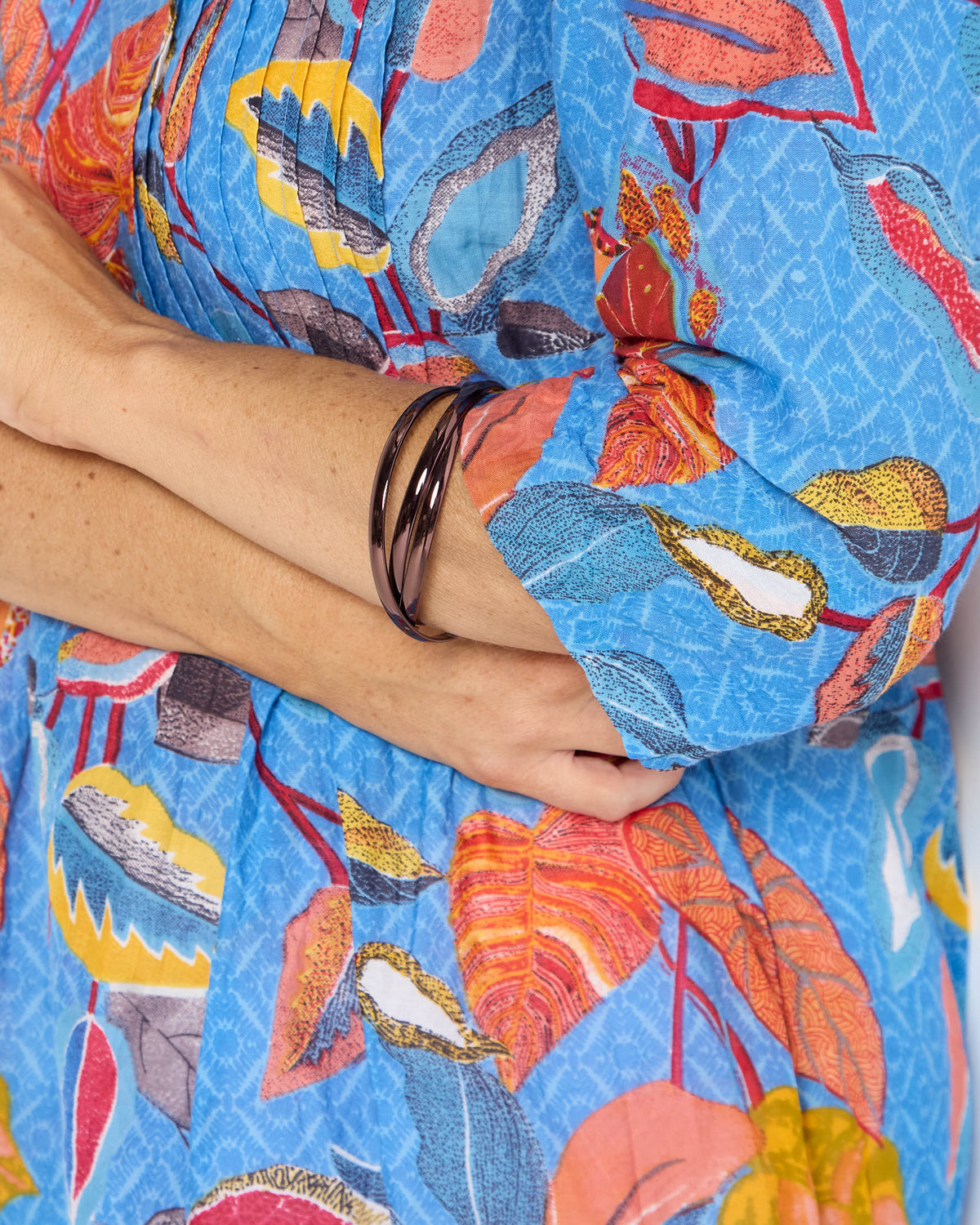 Tina Pleated Top - Tropical Foliage