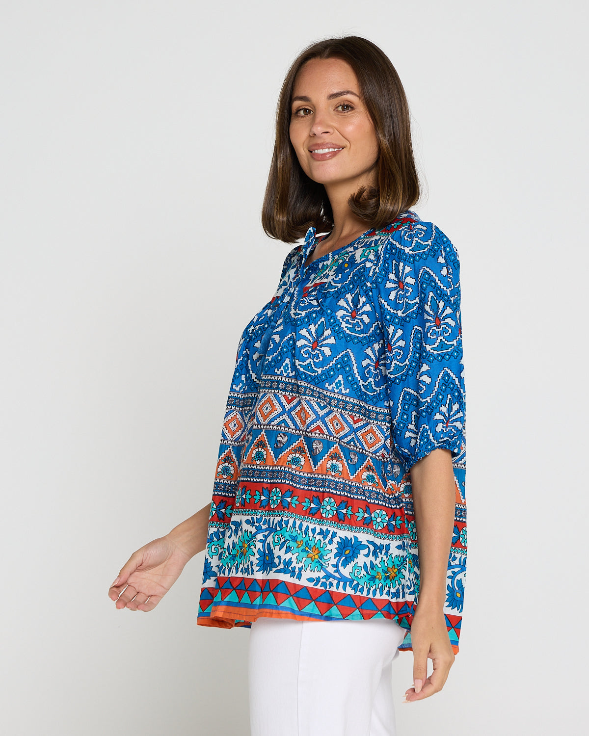 Cotton Bohemian Blouse - Gujrat Border
