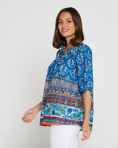 Cotton Bohemian Blouse - Gujrat Border