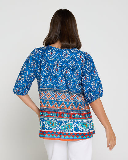 Cotton Bohemian Blouse - Gujrat Border