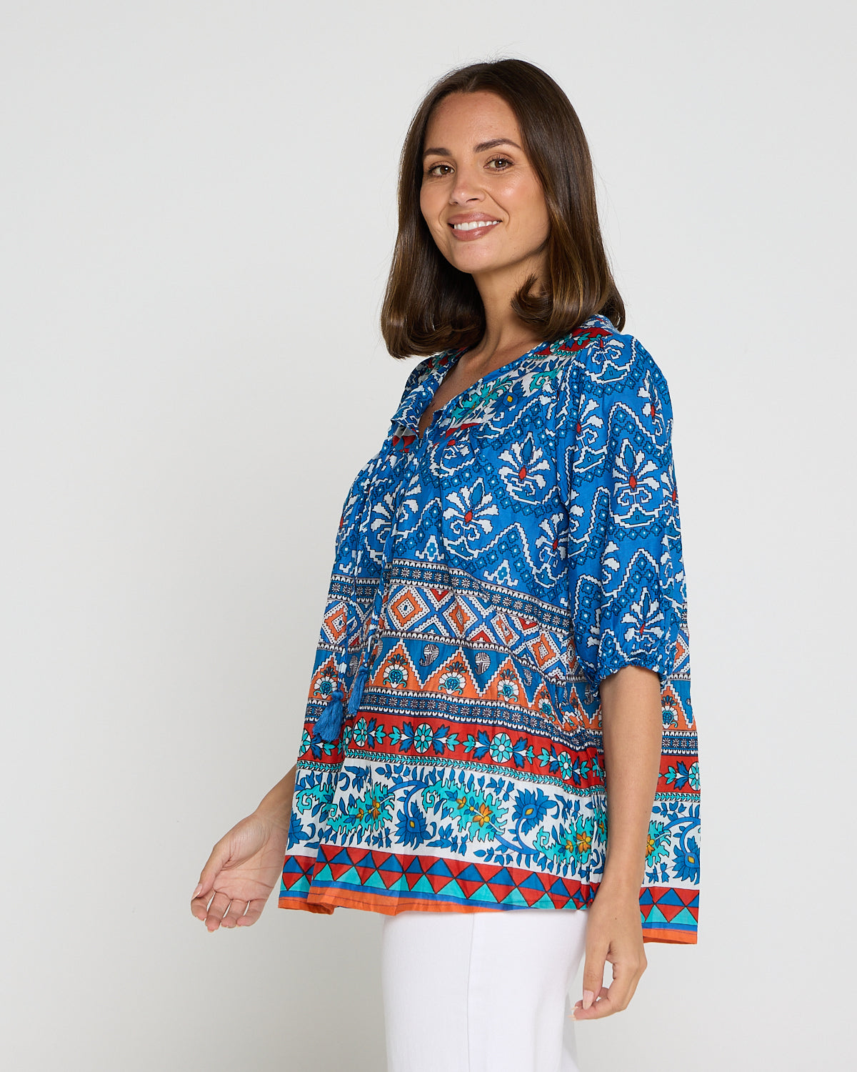 Cotton Bohemian Blouse - Gujrat Border