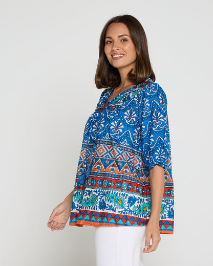 Cotton Bohemian Blouse - Gujrat Border