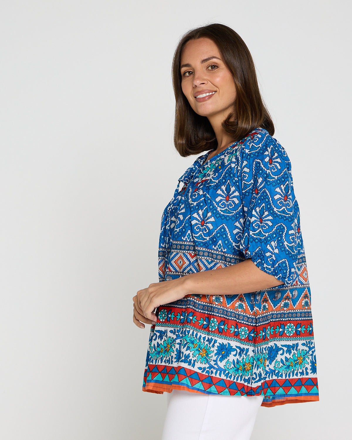 Cotton Bohemian Blouse - Gujrat Border