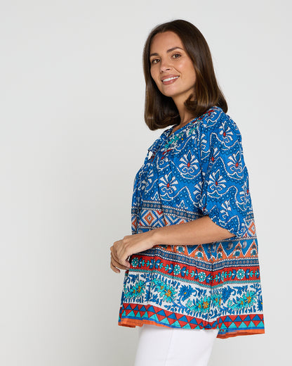 Cotton Bohemian Blouse - Gujrat Border