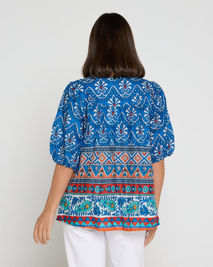 Cotton Bohemian Blouse - Gujrat Border