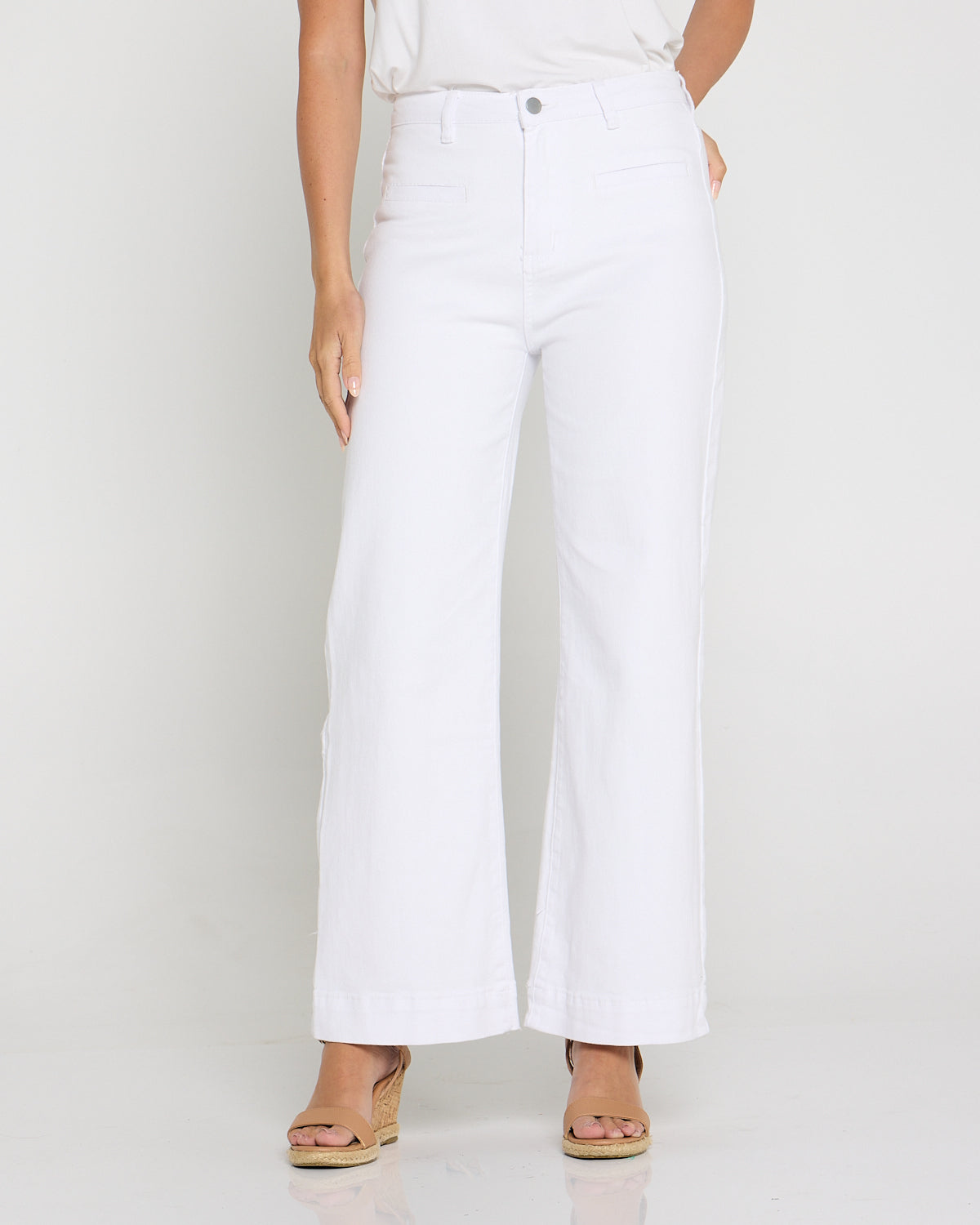 Cher Wide Leg Jeans - White