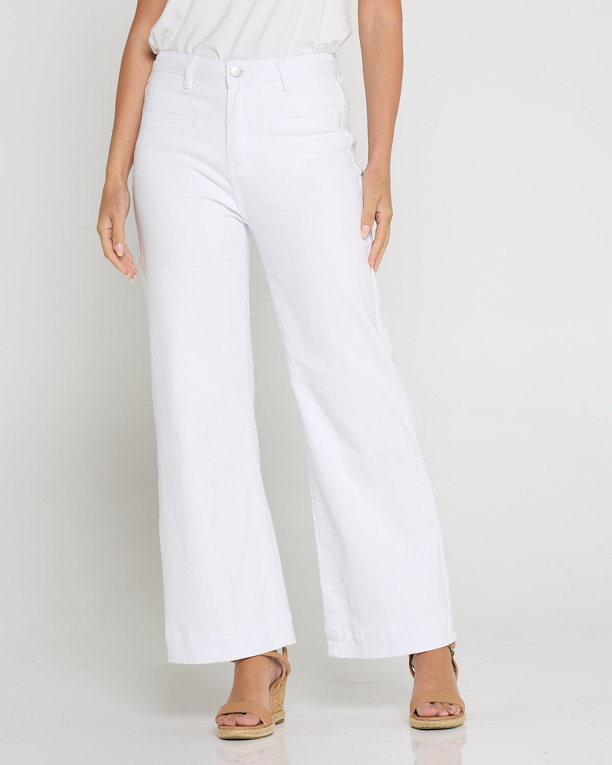 Cher Wide Leg Jeans - White
