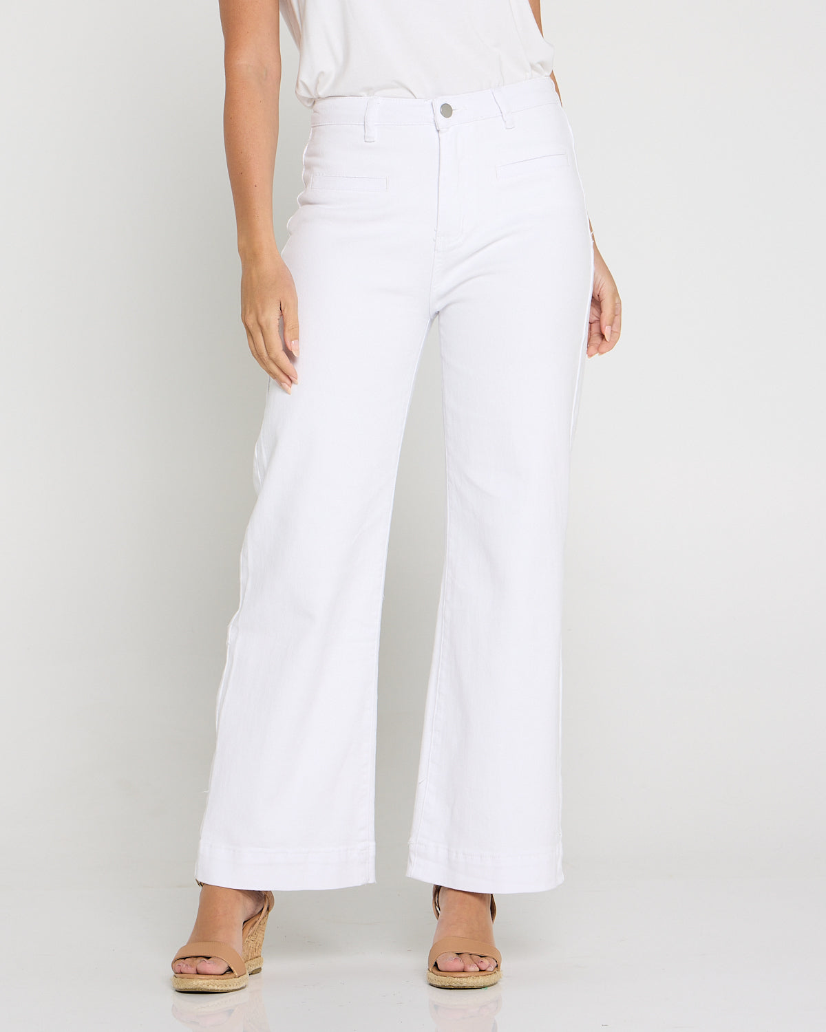 Cher Wide Leg Jeans - White