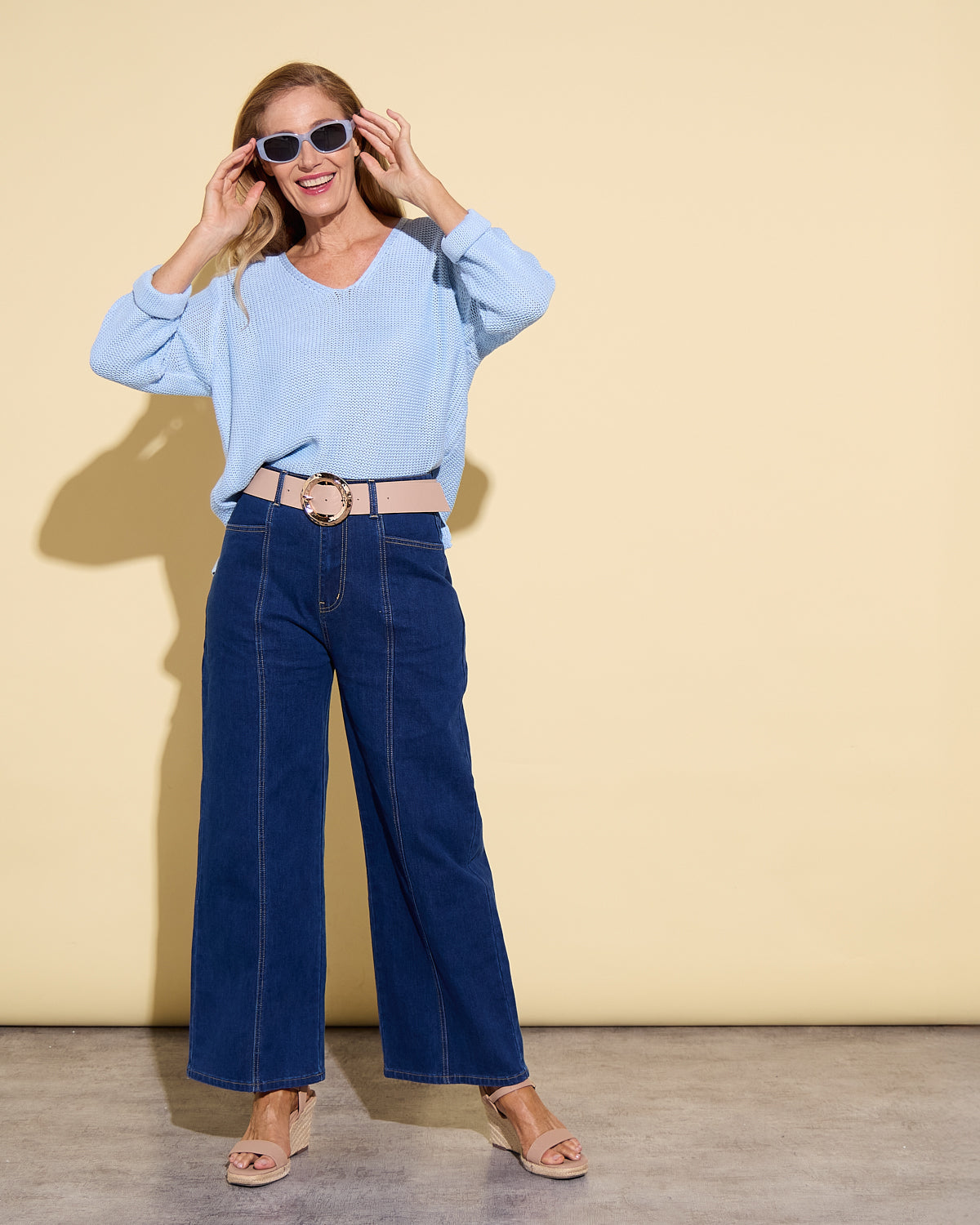 Emmy Cotton Knit Jumper - Baby Blue