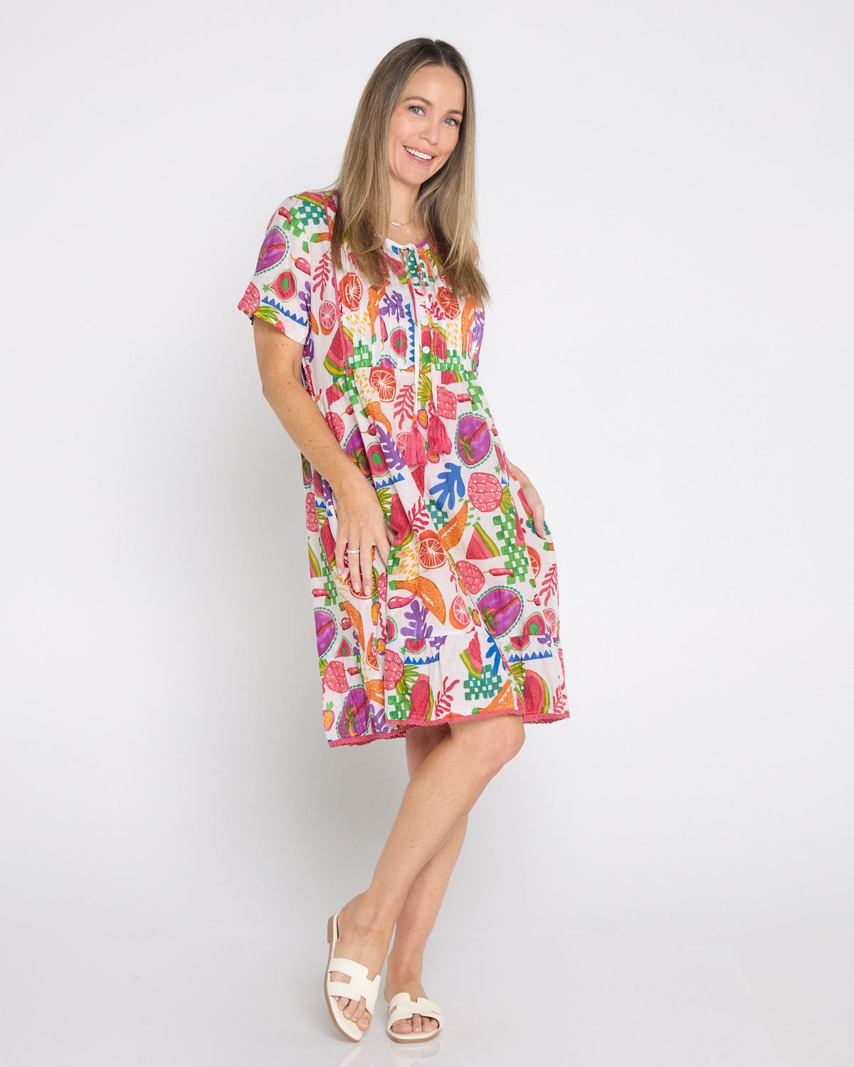 Connie Cotton Dress - Fruit Cocktail