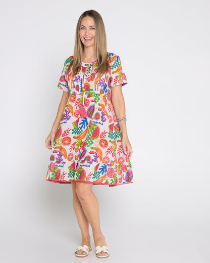 Connie Cotton Dress - Fruit Cocktail