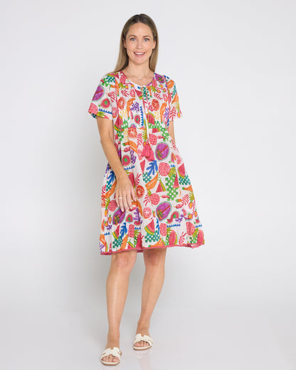 Connie Cotton Dress - Fruit Cocktail