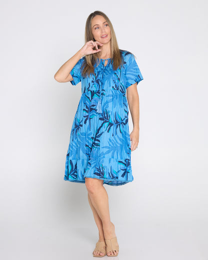 Connie Cotton Dress - Geo Leaves