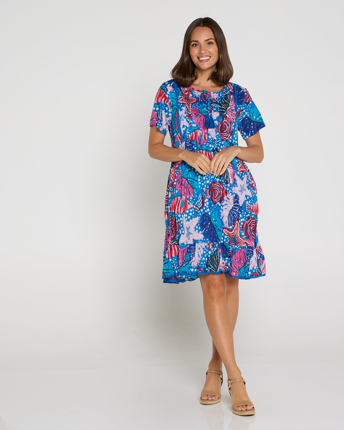 Connie Cotton Dress - Blue Starfish