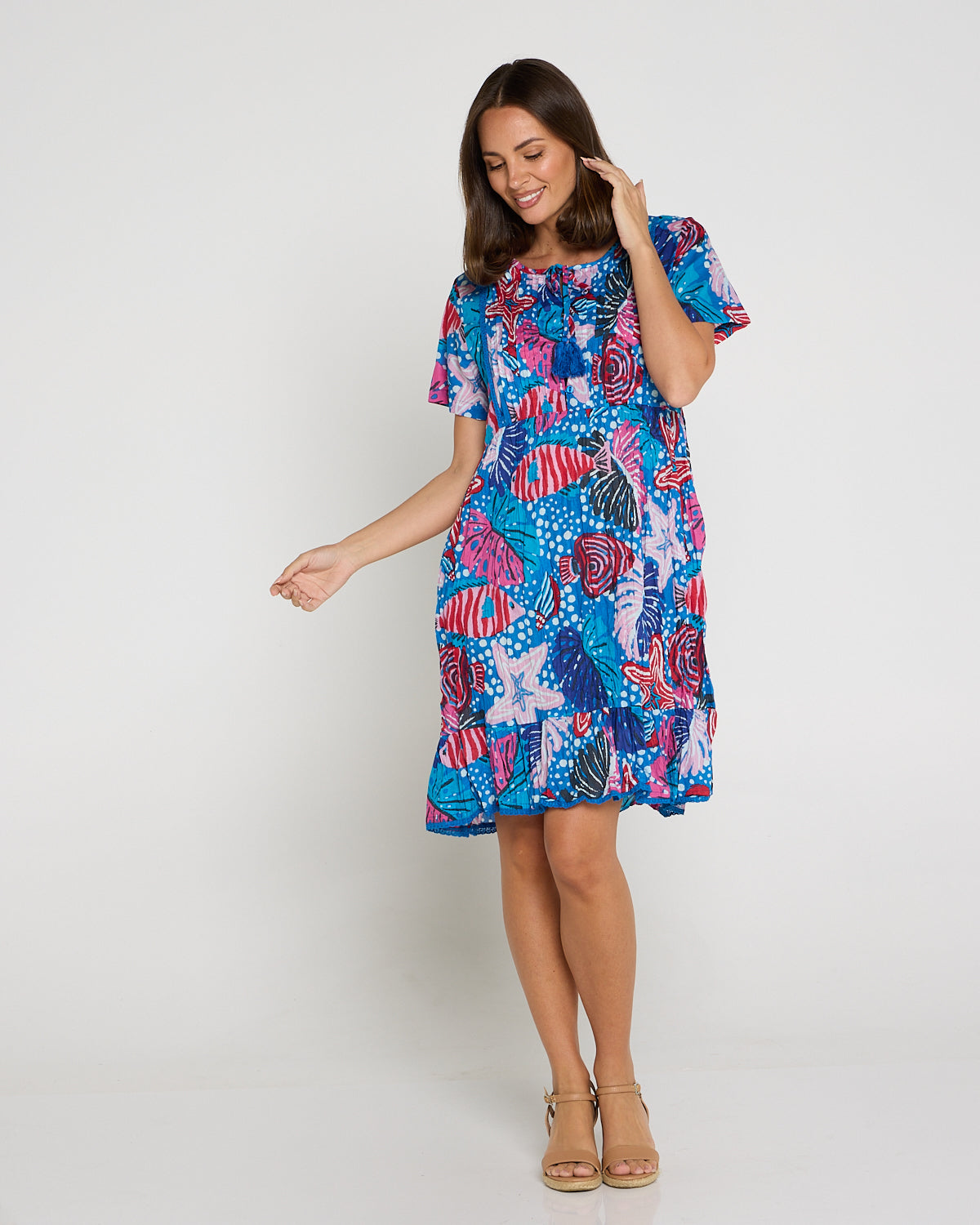 Connie Cotton Dress - Blue Starfish