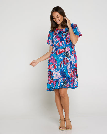 Connie Cotton Dress - Blue Starfish