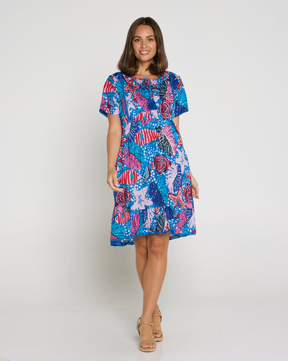 Connie Cotton Dress - Blue Starfish
