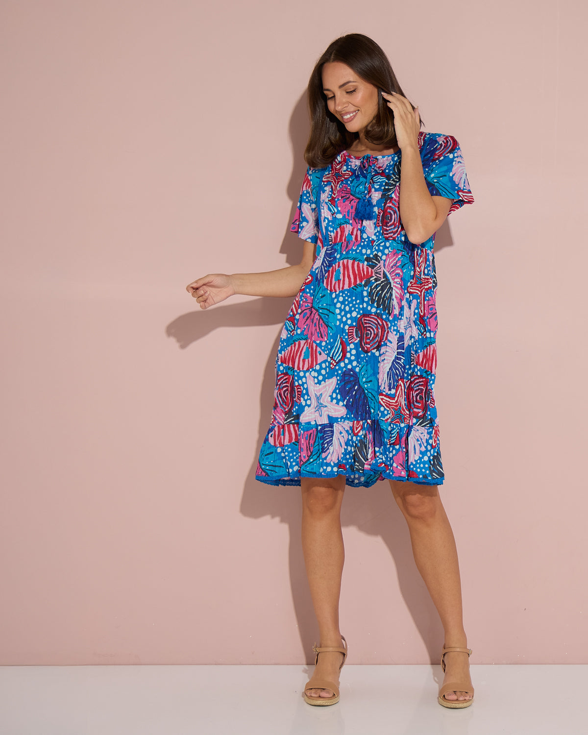 Connie Cotton Dress - Blue Starfish
