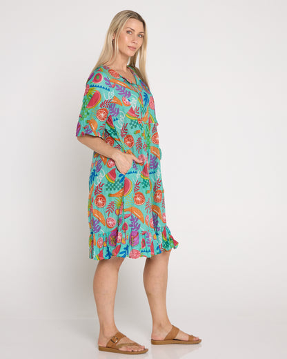 Charli Cotton Tassel Tie Dress - Fruit Cocktail