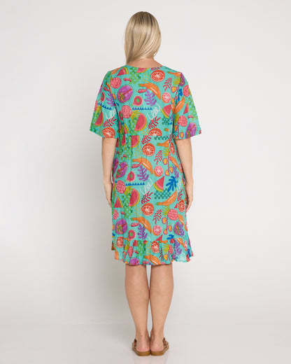 Charli Cotton Tassel Tie Dress - Fruit Cocktail