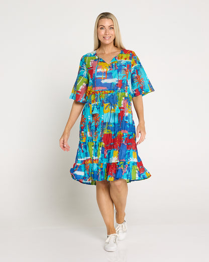Charli Cotton Tassel Tie Dress - Painted Palms