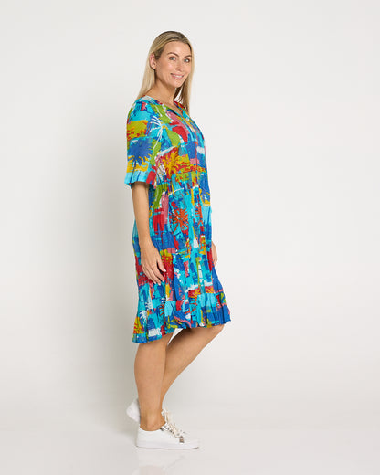 Charli Cotton Tassel Tie Dress - Painted Palms