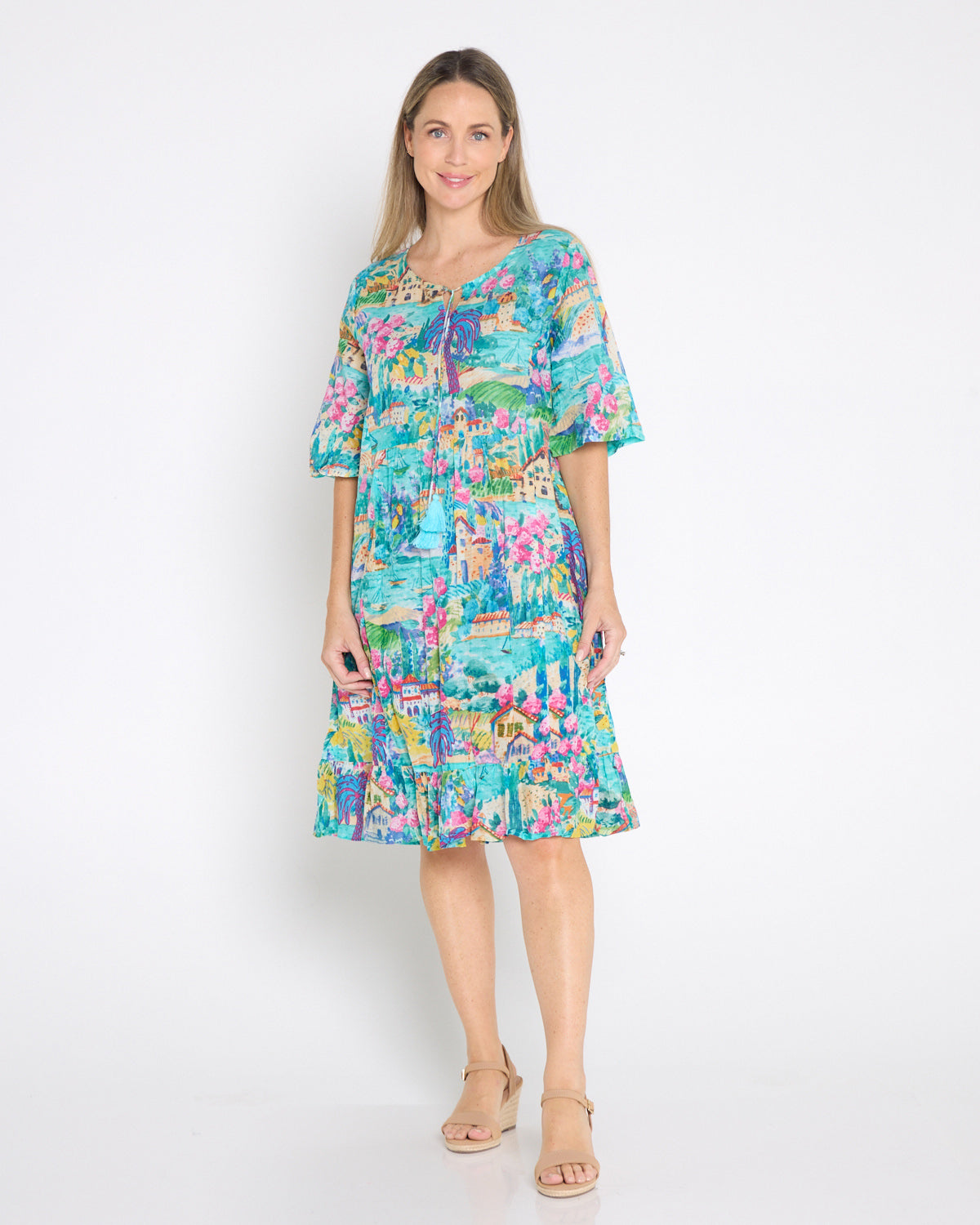 Charli Cotton Tassel Tie Dress - Seaside Village