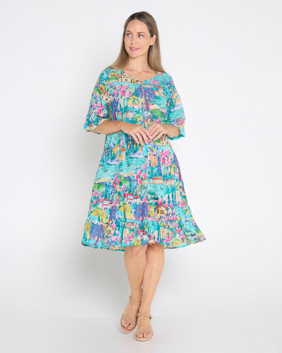 Charli Cotton Tassel Tie Dress - Seaside Village