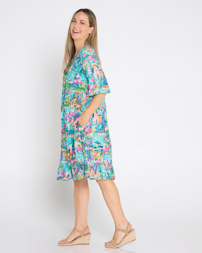 Charli Cotton Tassel Tie Dress - Seaside Village