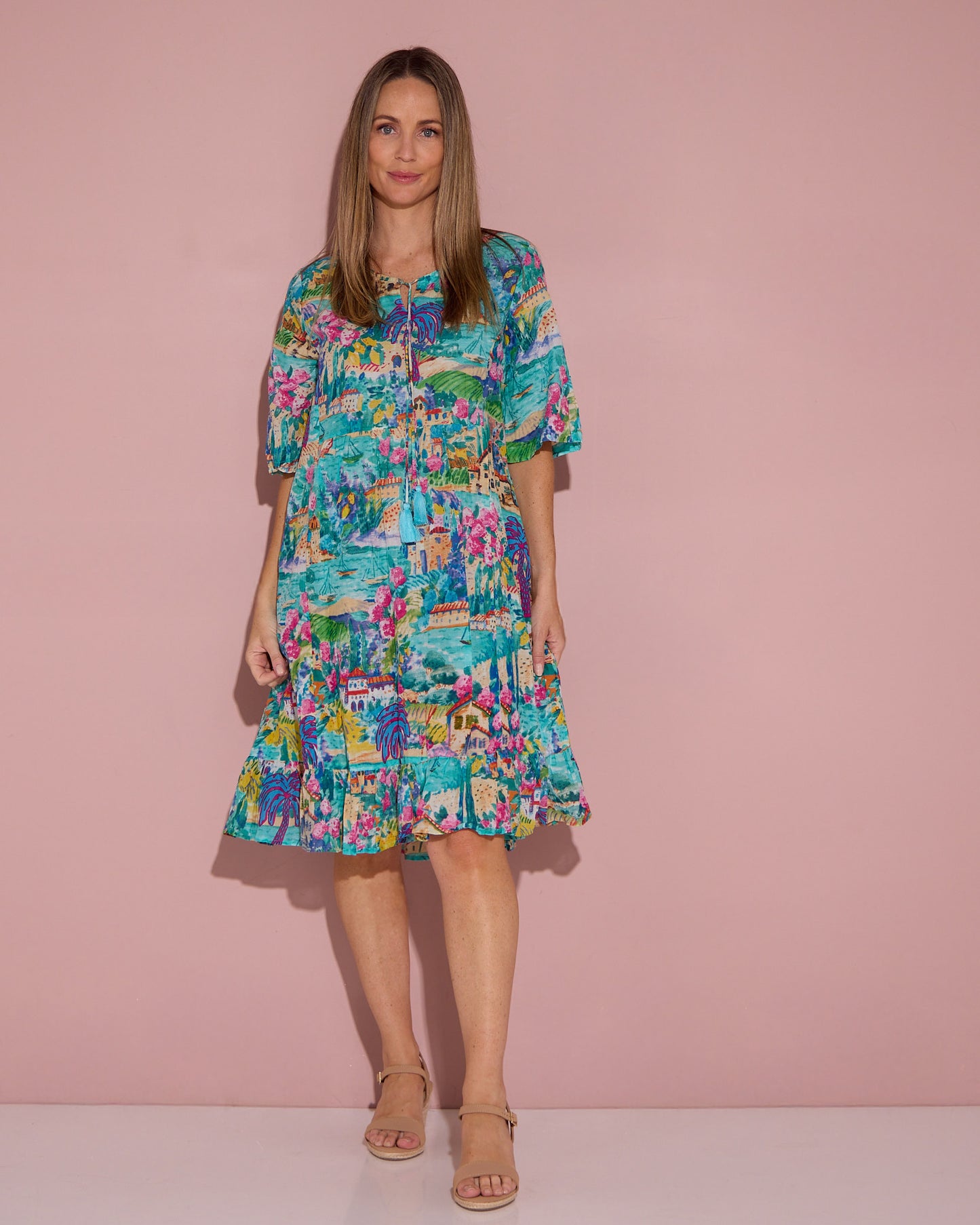 Charli Cotton Tassel Tie Dress - Seaside Village