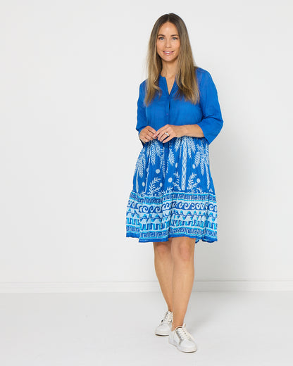 Robina Cotton Dress - Azure Blue