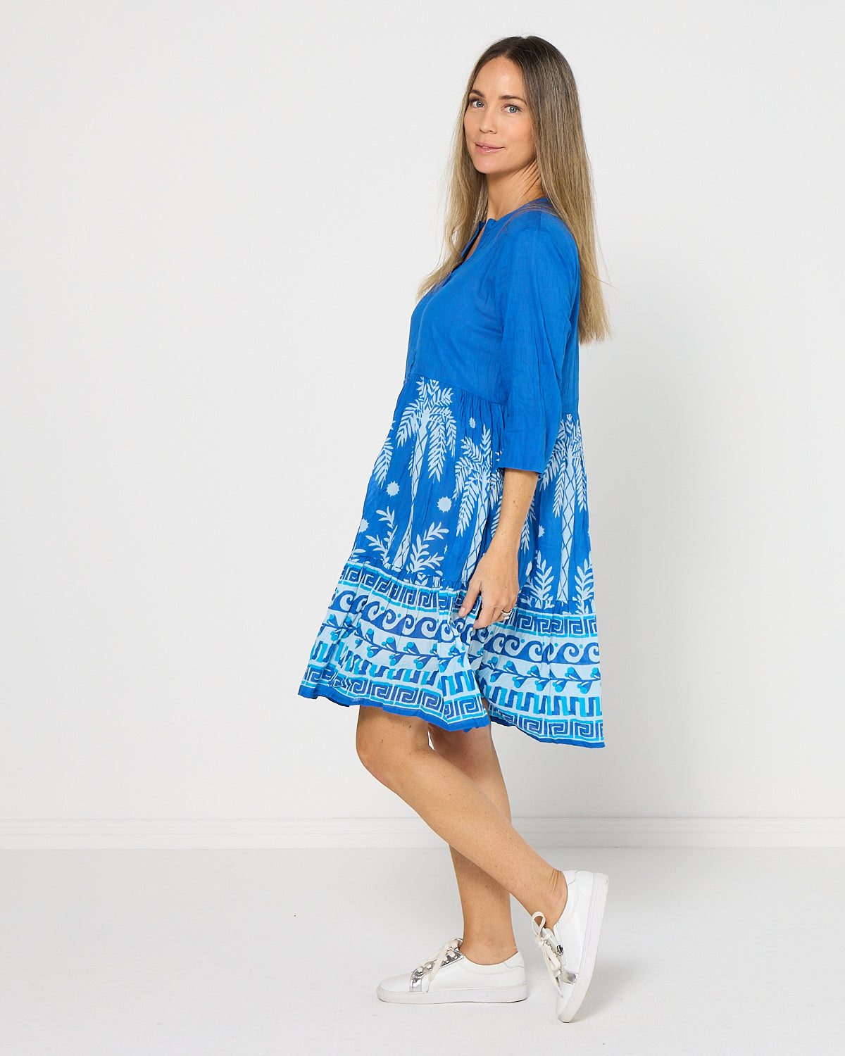 Robina Cotton Dress - Azure Blue