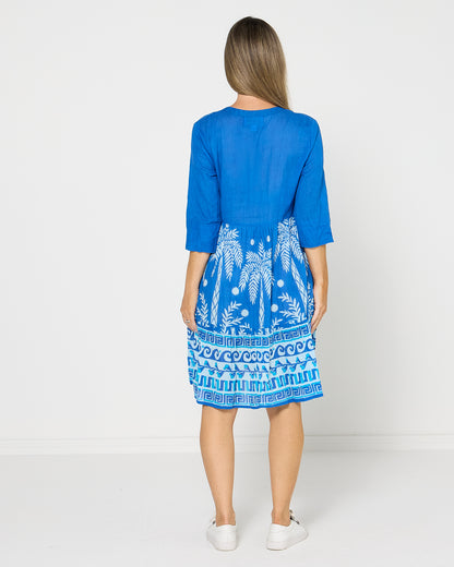 Robina Cotton Dress - Azure Blue