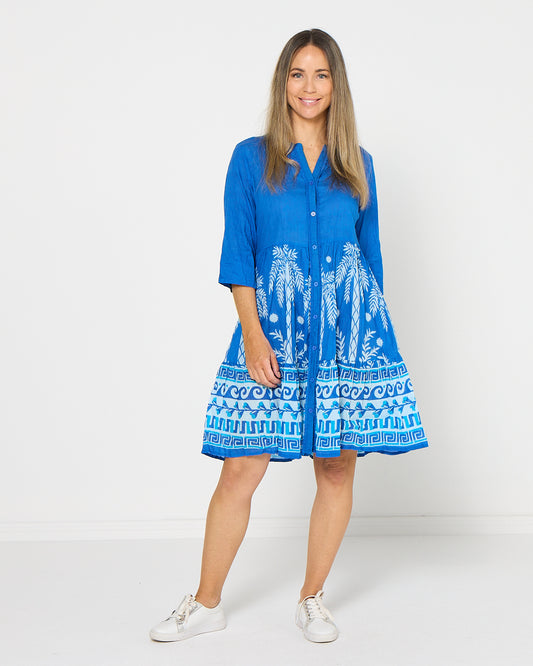 Robina Cotton Dress - Azure Blue
