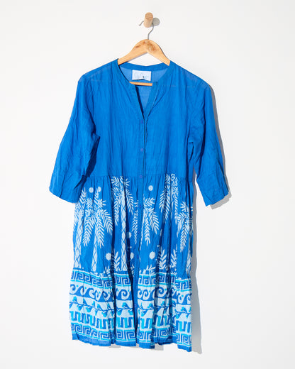 Robina Cotton Dress - Azure Blue