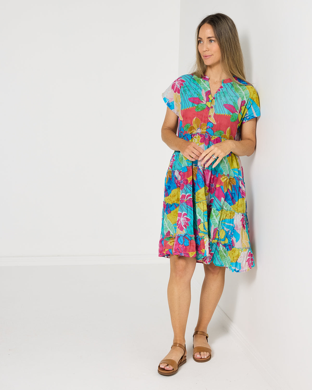 Sage Dress - Tropical Flowers