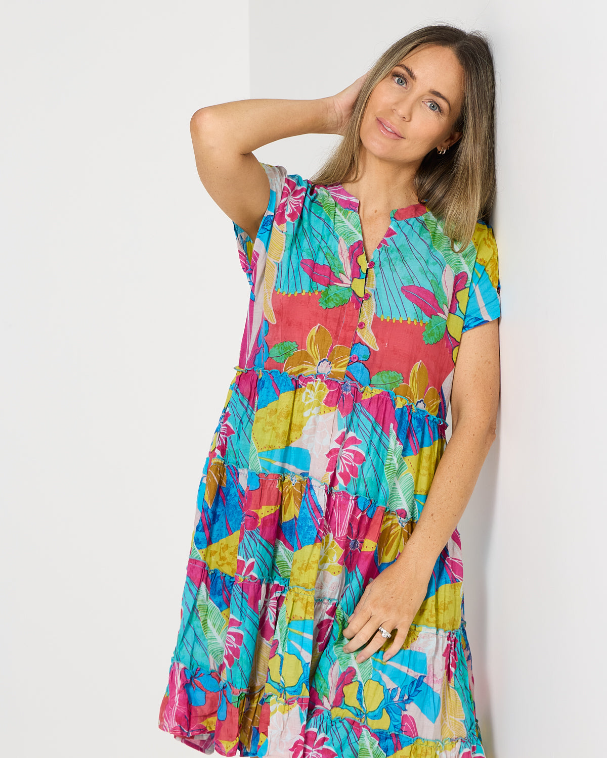 Sage Dress - Tropical Flowers