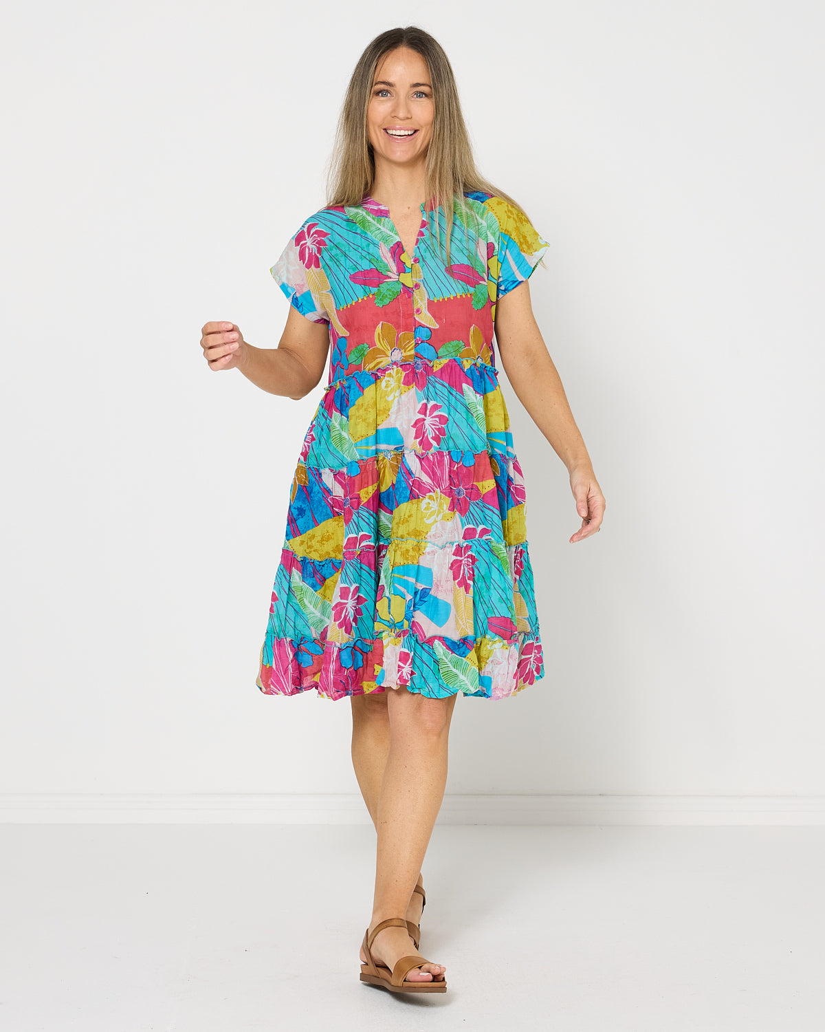 Sage Dress - Tropical Flowers