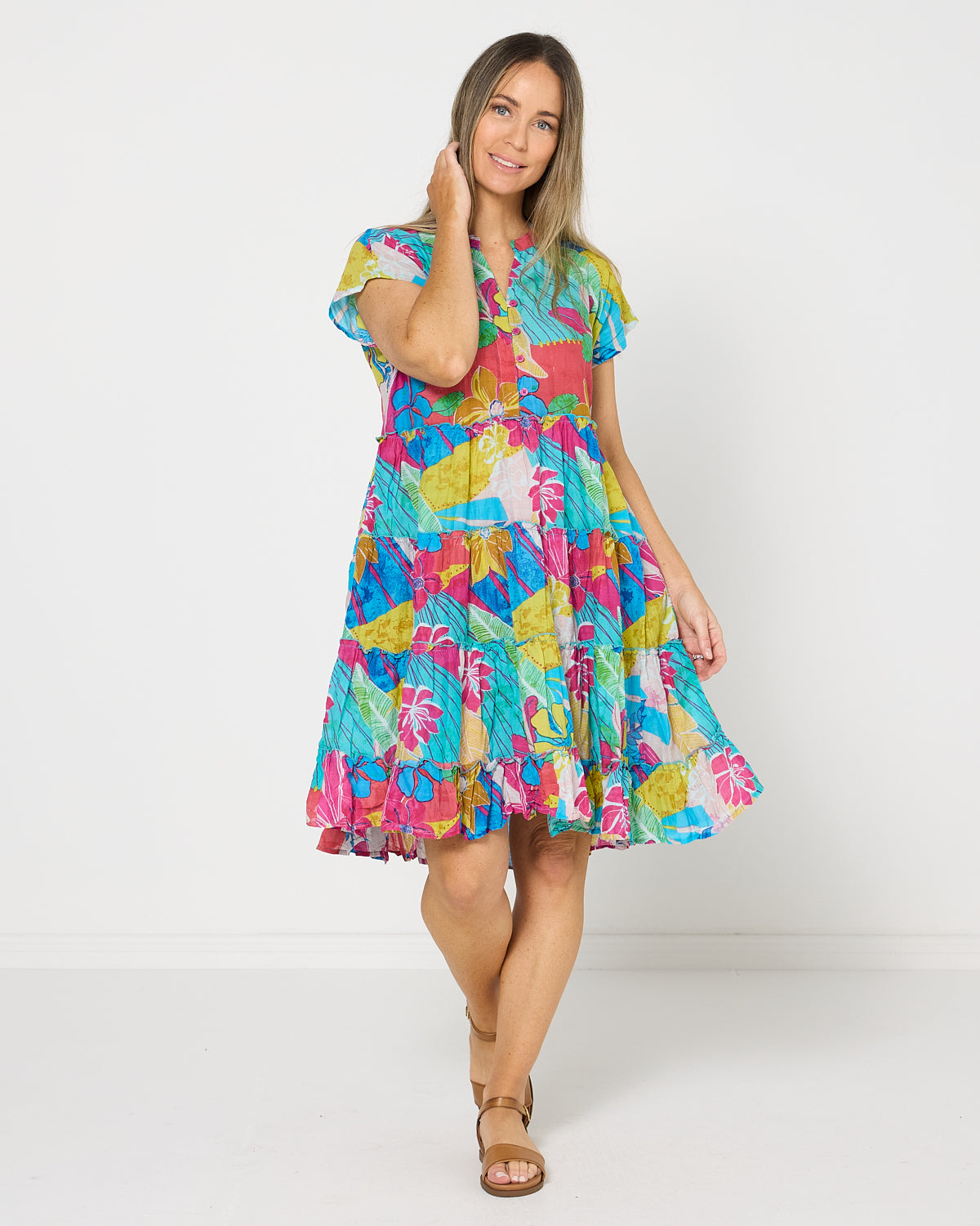 Sage Dress - Tropical Flowers