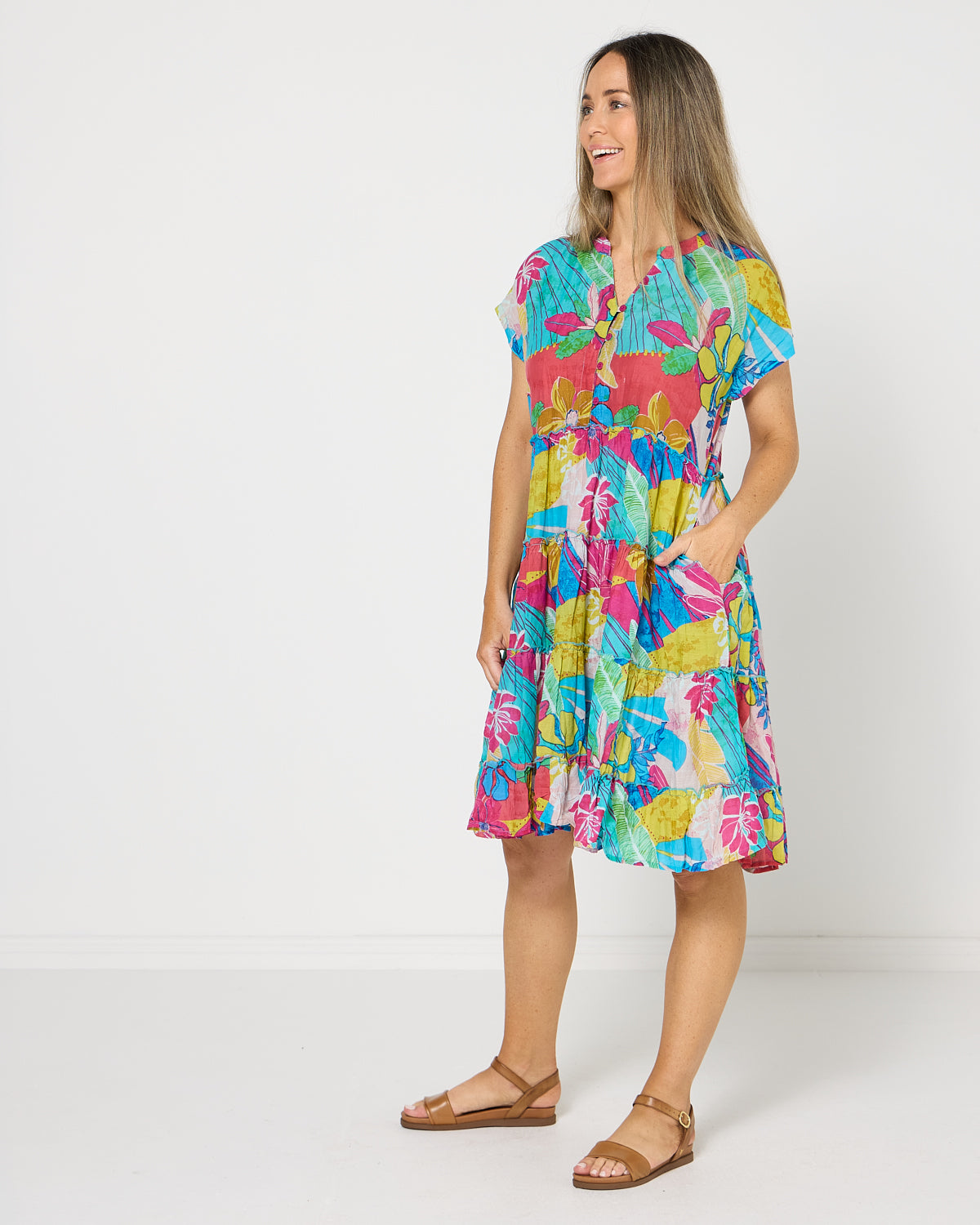 Sage Dress - Tropical Flowers