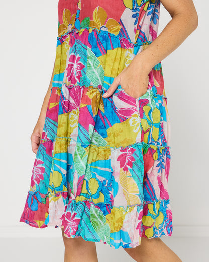 Sage Dress - Tropical Flowers