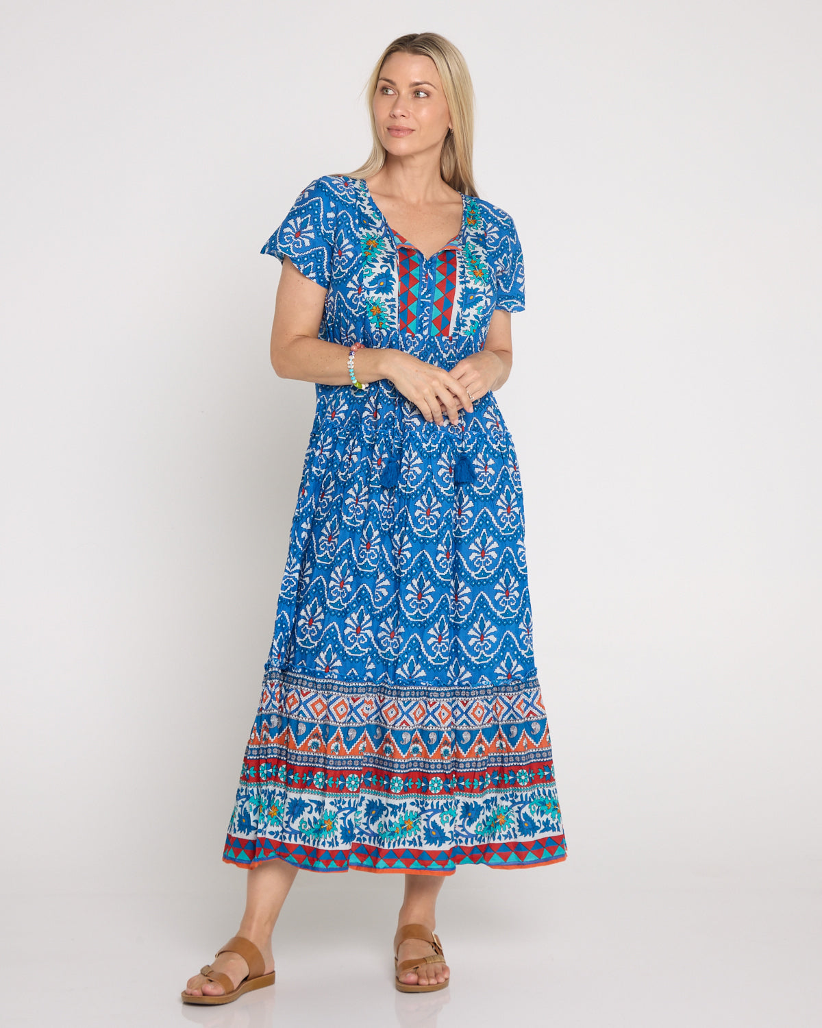Zola V Neck Dress - Gujrat Border