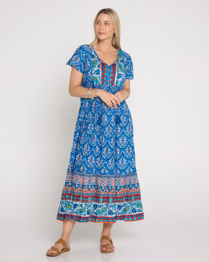 Zola V Neck Dress - Gujrat Border