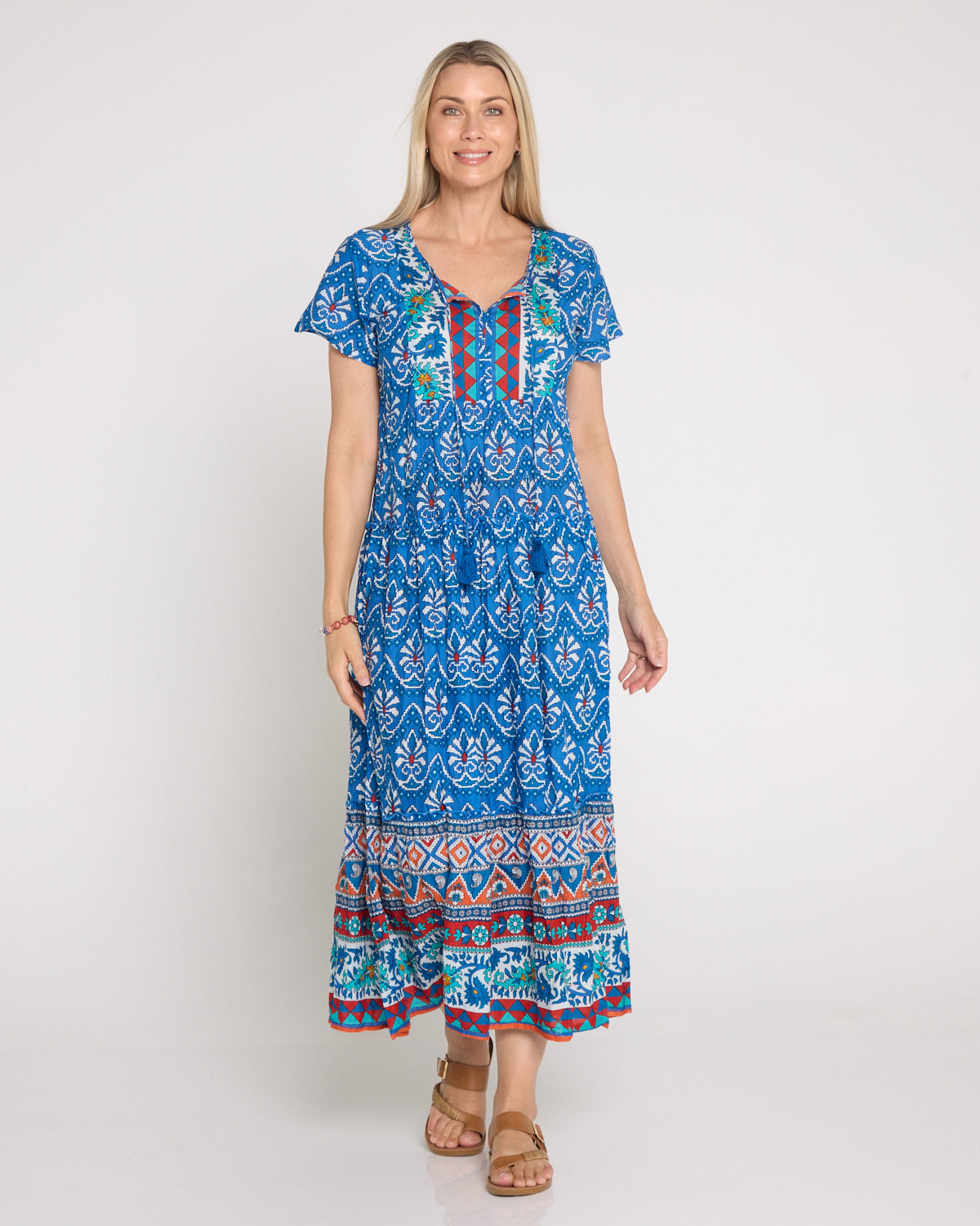 Zola V Neck Dress - Gujrat Border