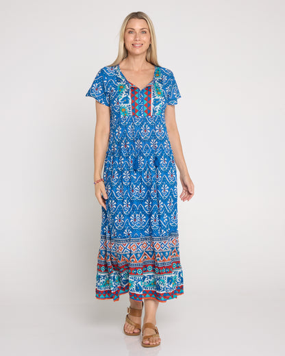 Zola V Neck Dress - Gujrat Border