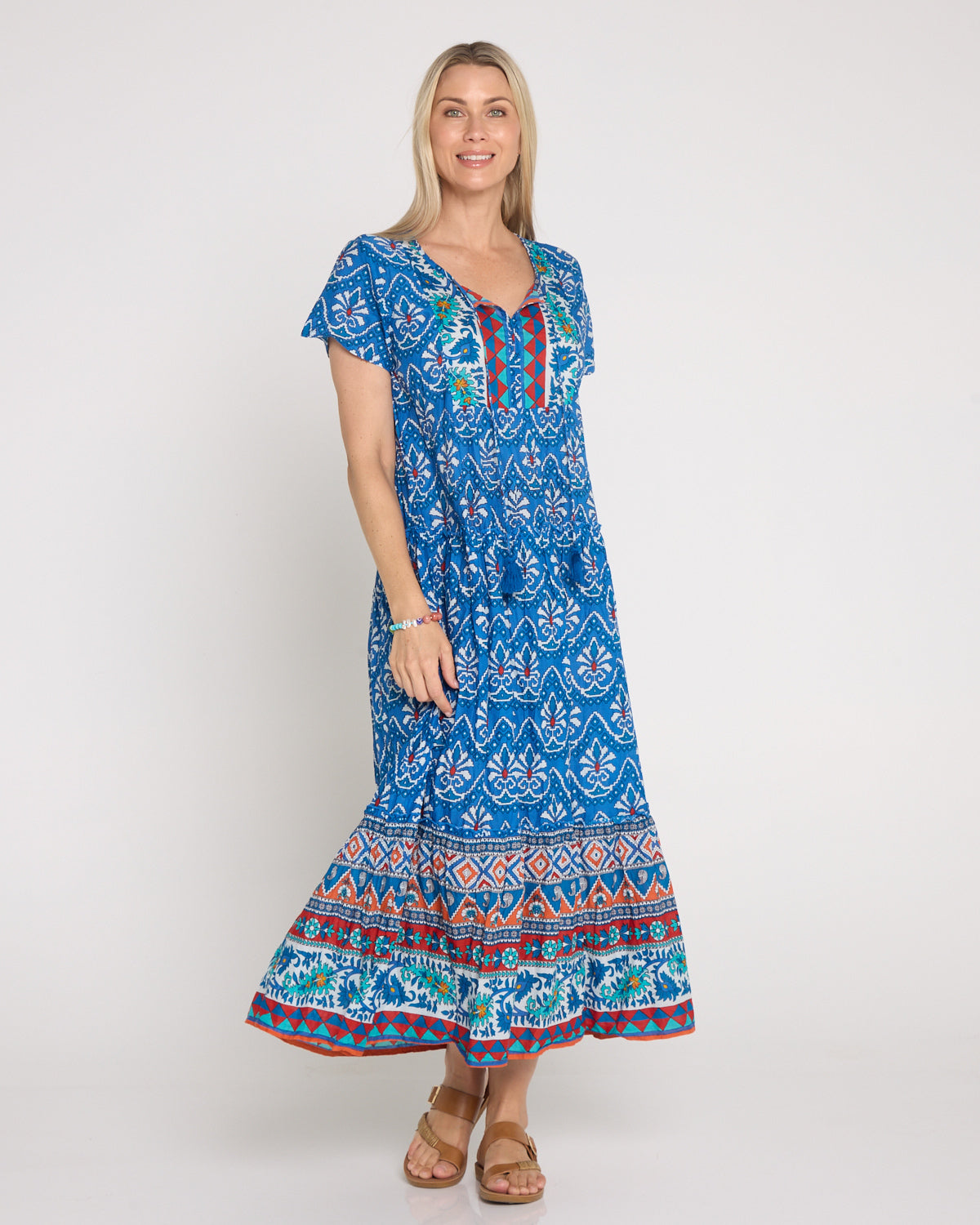 Zola V Neck Dress - Gujrat Border