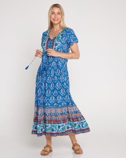 Zola V Neck Dress - Gujrat Border