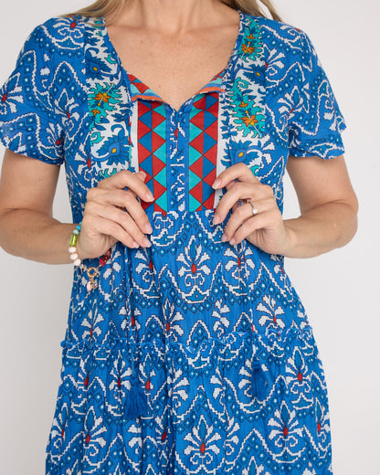 Zola V Neck Dress - Gujrat Border