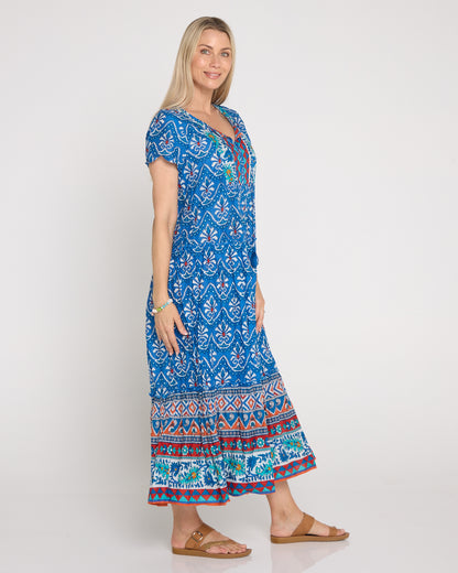 Zola V Neck Dress - Gujrat Border