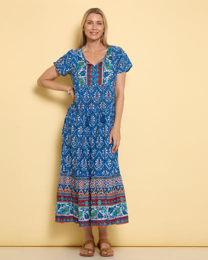 Zola V Neck Dress - Gujrat Border